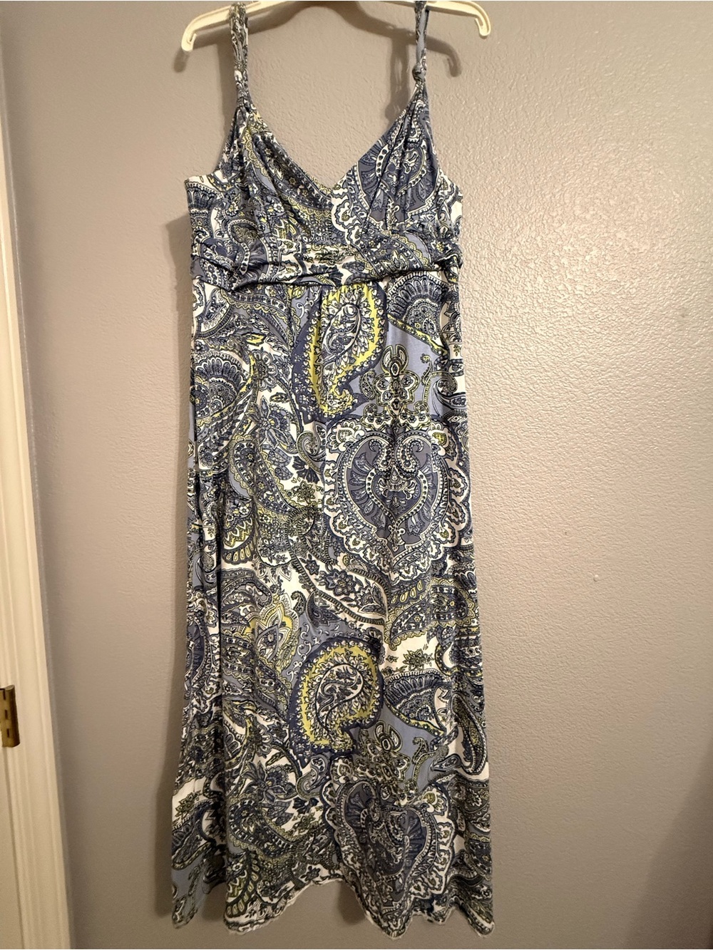 LOFT Blue and White Paisley Knit Maxi Dress
